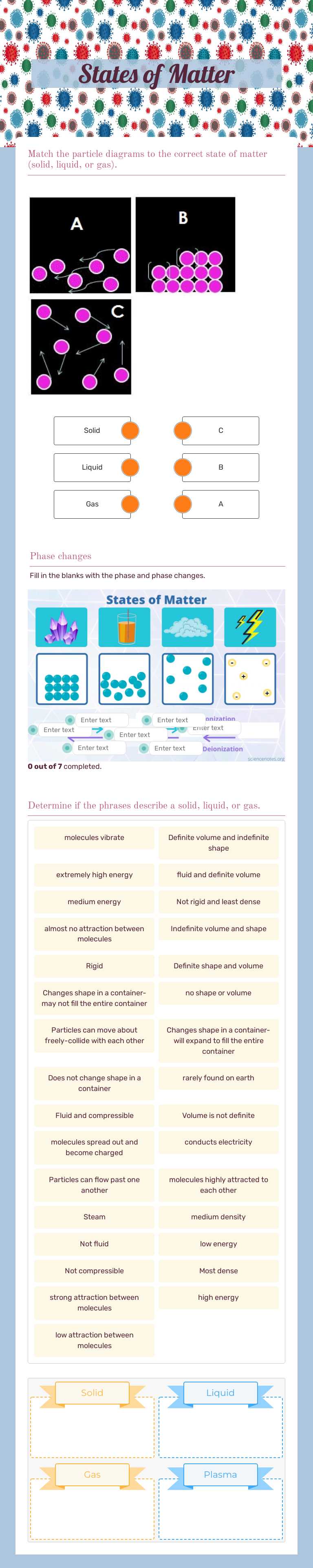 States of Matter worksheet preview image