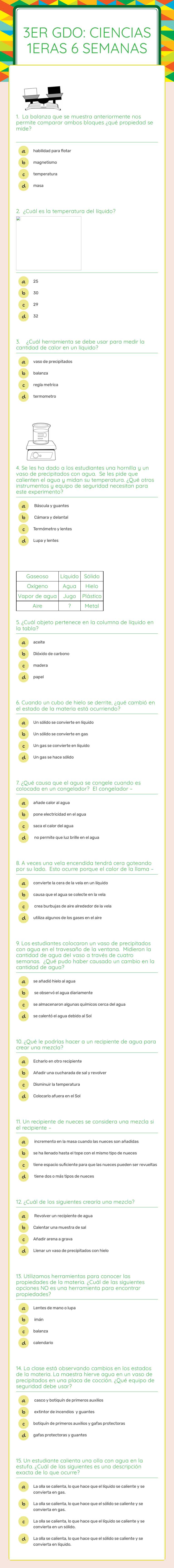 3er gdo: ciencias 1eras 6 semanas worksheet preview image