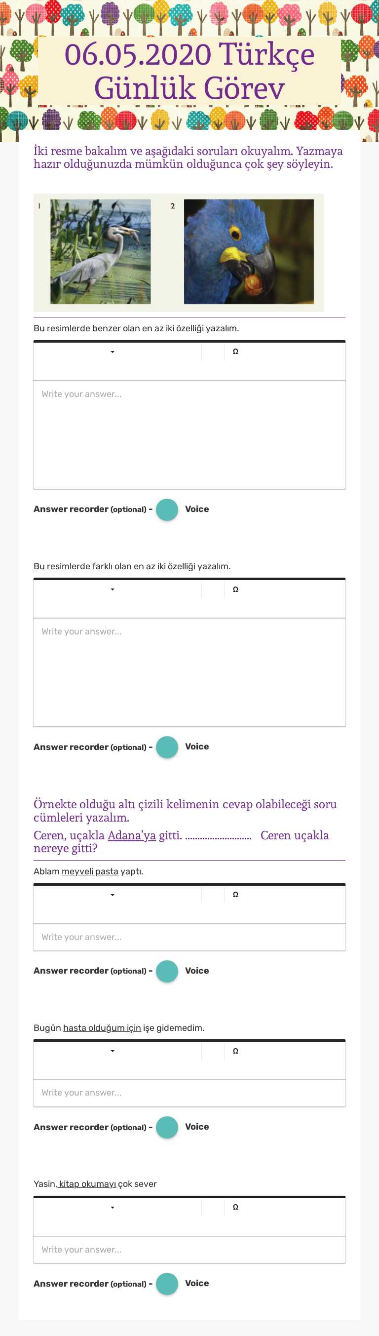 06.05.2020 Türkçe Günlük Görev Grade 2 worksheet preview