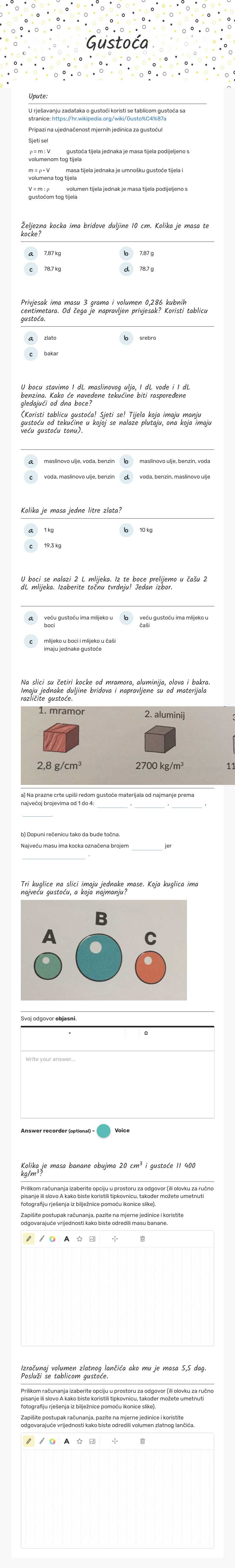 Gustoća worksheet preview image