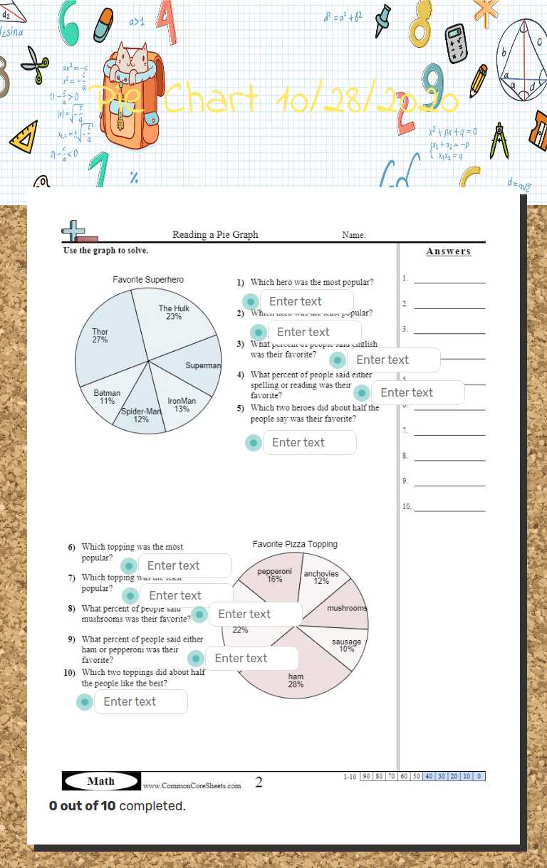 Pie Chart 10/28/2020 worksheet preview image
