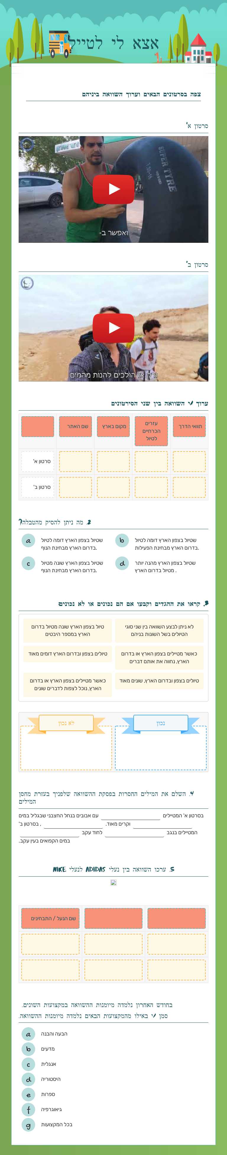 אצא לי לטייל worksheet preview image
