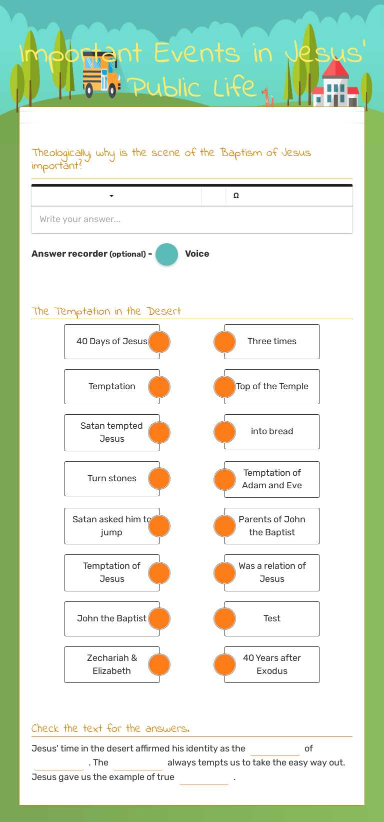 Important Events in Jesus' Public Life worksheet preview image