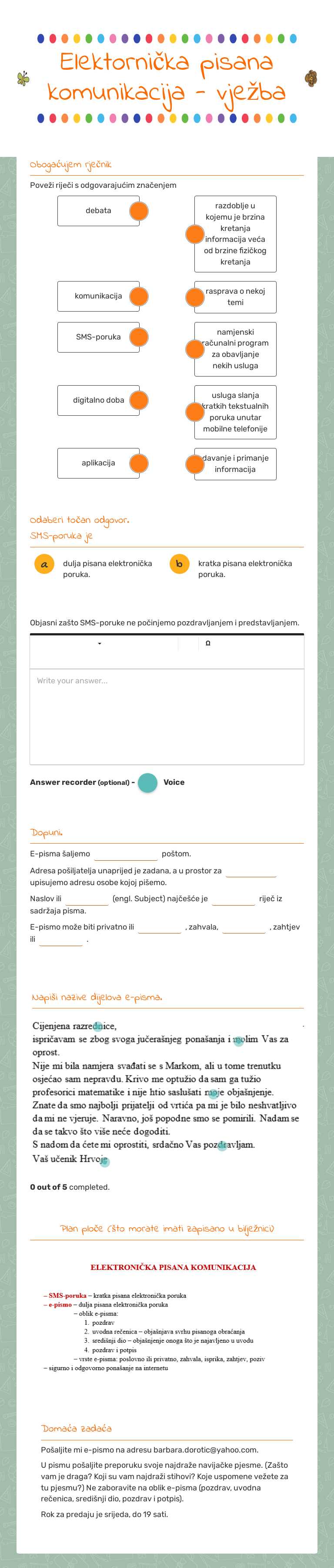 Elektornička pisana komunikacija - vježba worksheet preview image