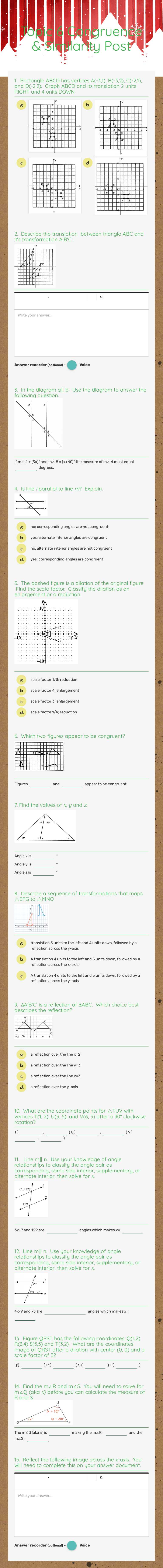 Topic 6 Congruence & Similarity Post worksheet preview image