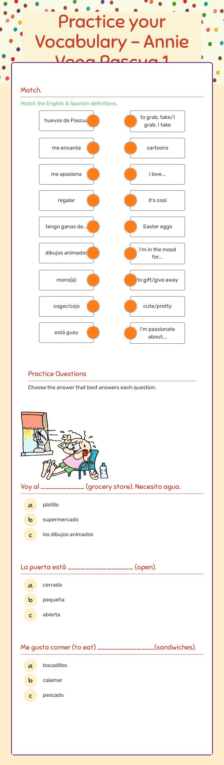Practice your Vocabulary - Annie Vega Pascua 1 Grade 7 worksheet preview