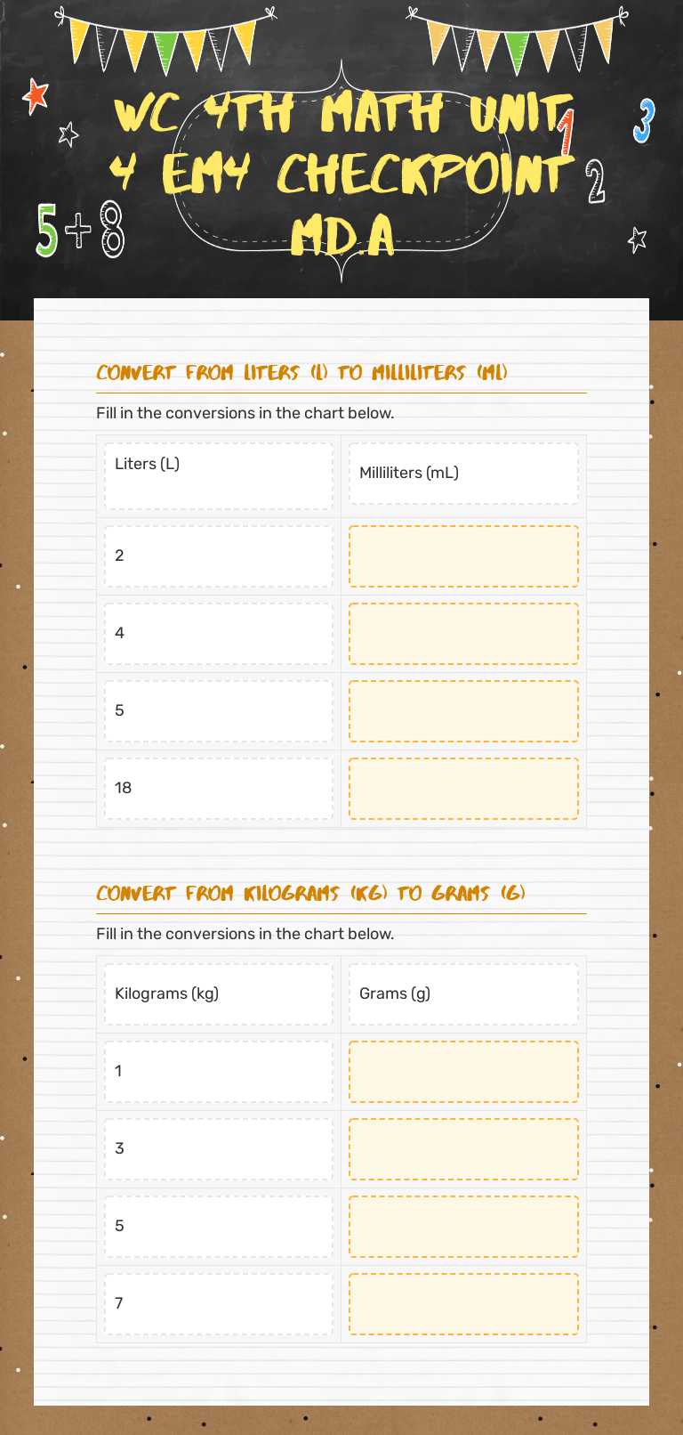 WC 4th Math
Unit 4 EM4 Checkpoint 
MD.A worksheet preview image