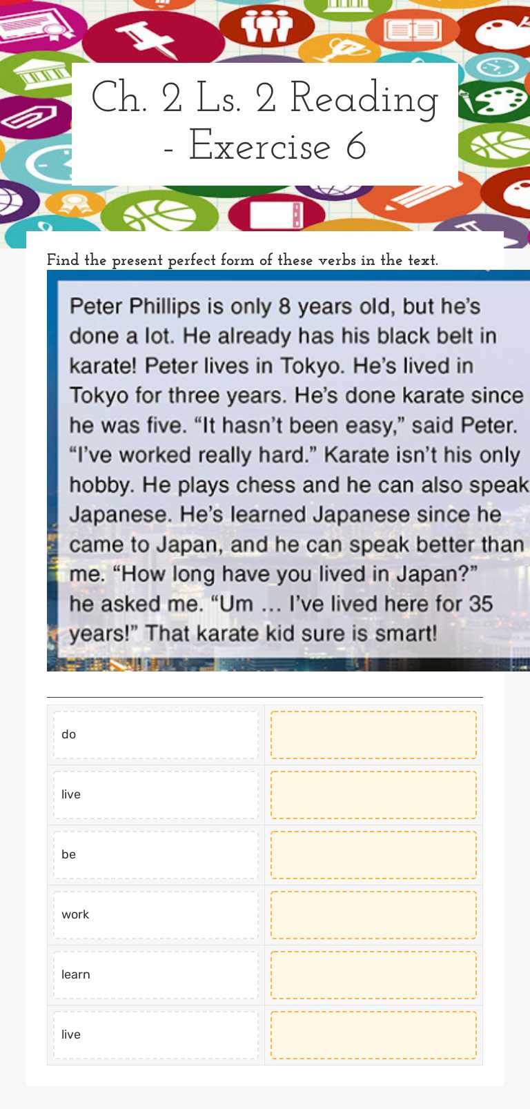 Ch. 2 Ls. 2 Reading - Exercise 6 worksheet preview image