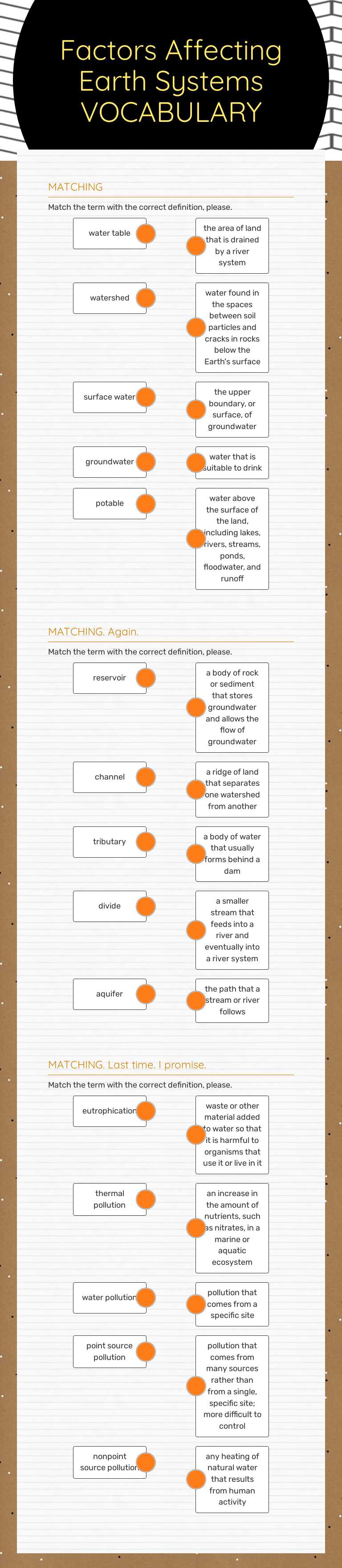Factors Affecting Earth Systems
VOCABULARY worksheet preview image