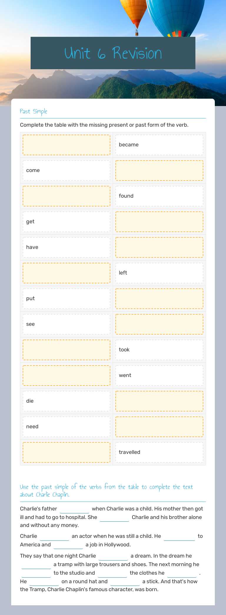 Unit 6 Revision worksheet preview image