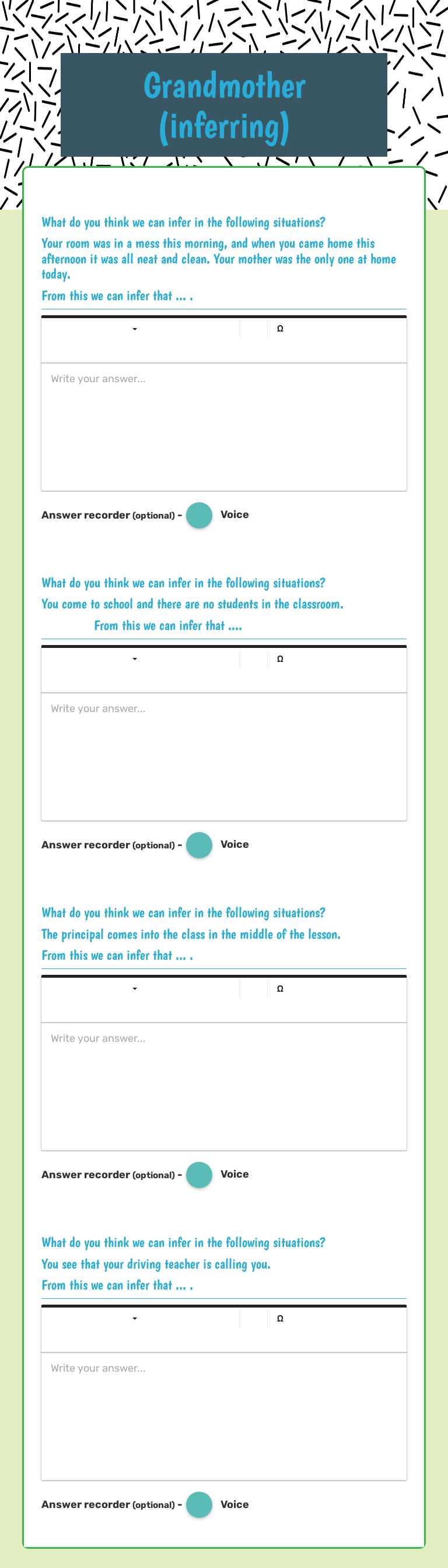 Grandmother (inferring) worksheet preview image