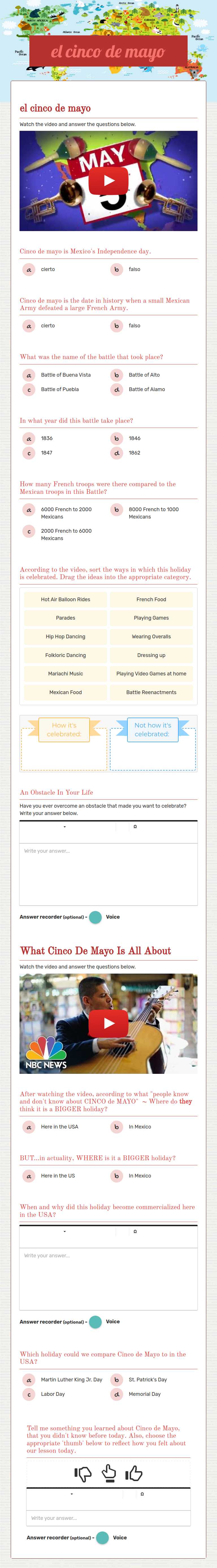 el cinco de mayo Preschool worksheet preview