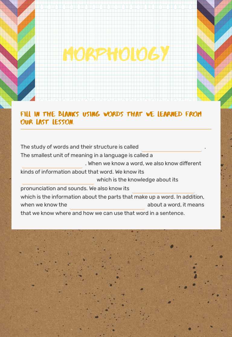 Morphology worksheet preview image