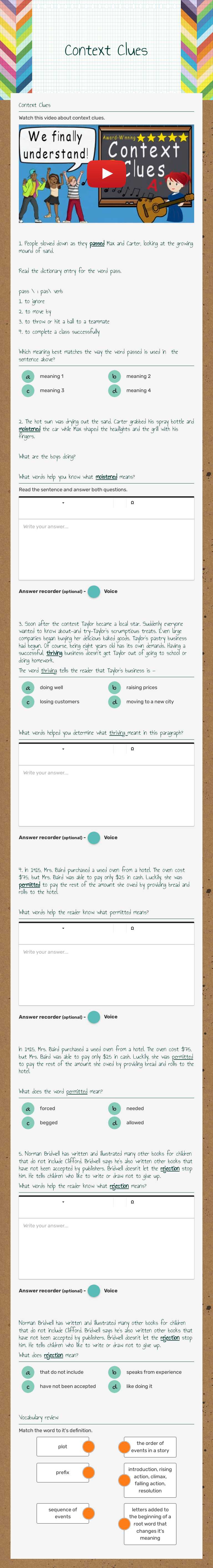 Context Clues worksheet preview image