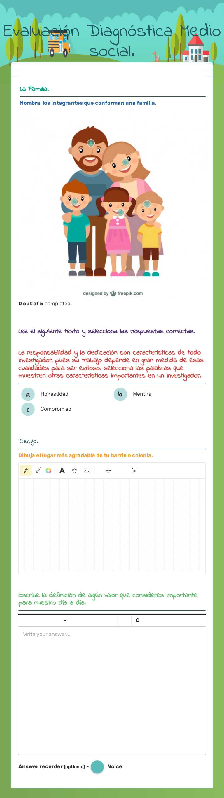 Evaluación Diagnóstica Medio social. worksheet preview image