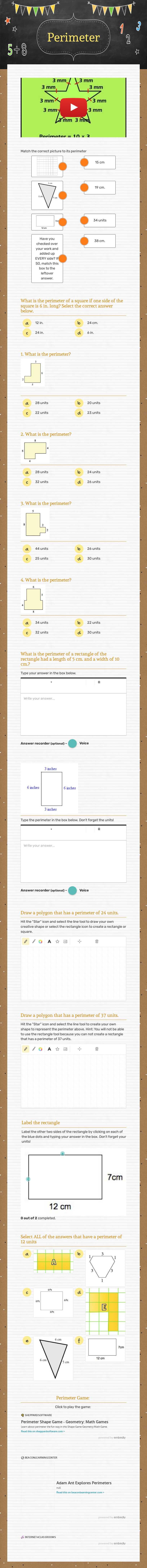 Perimeter worksheet preview image