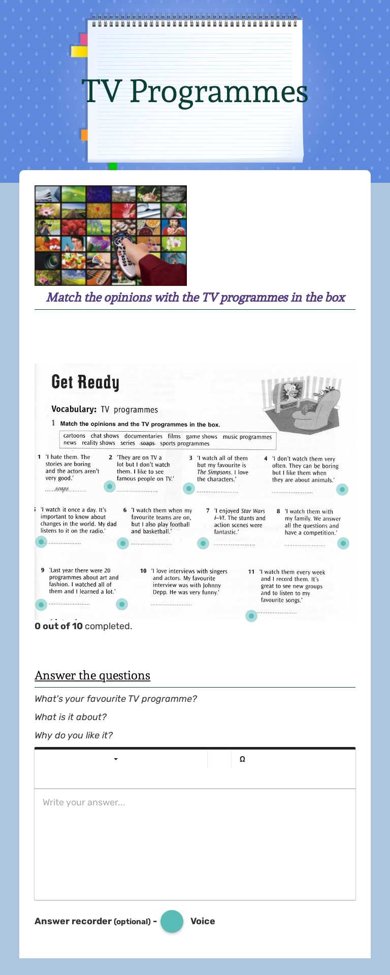 TV Programmes worksheet preview