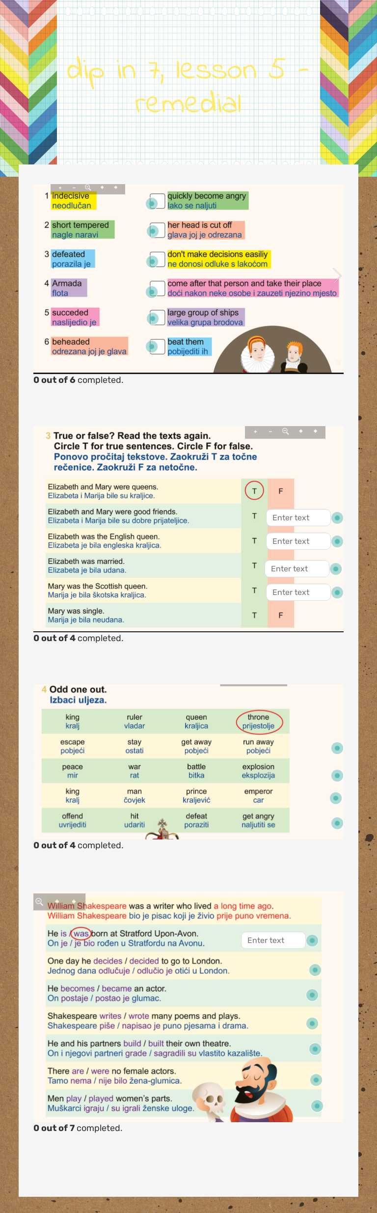 dip in 7, lesson 5 - remedial worksheet preview image