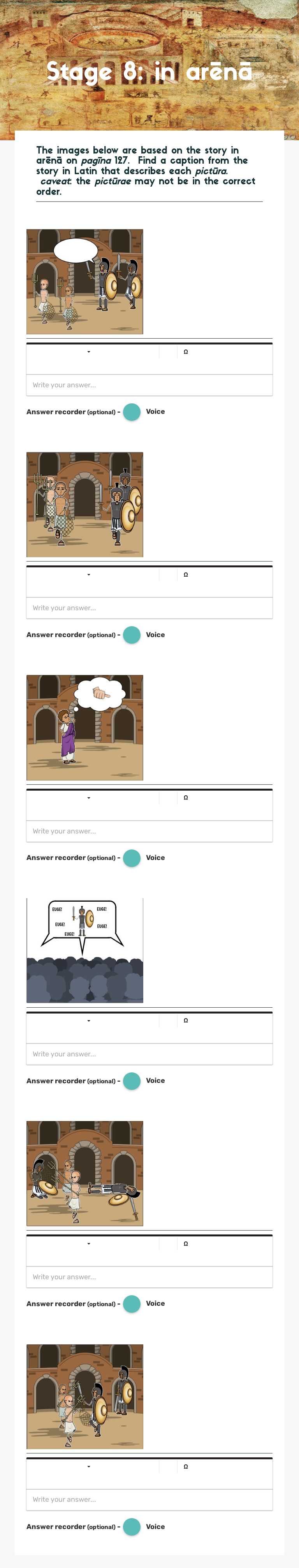 Stage 8: in arēnā worksheet preview image