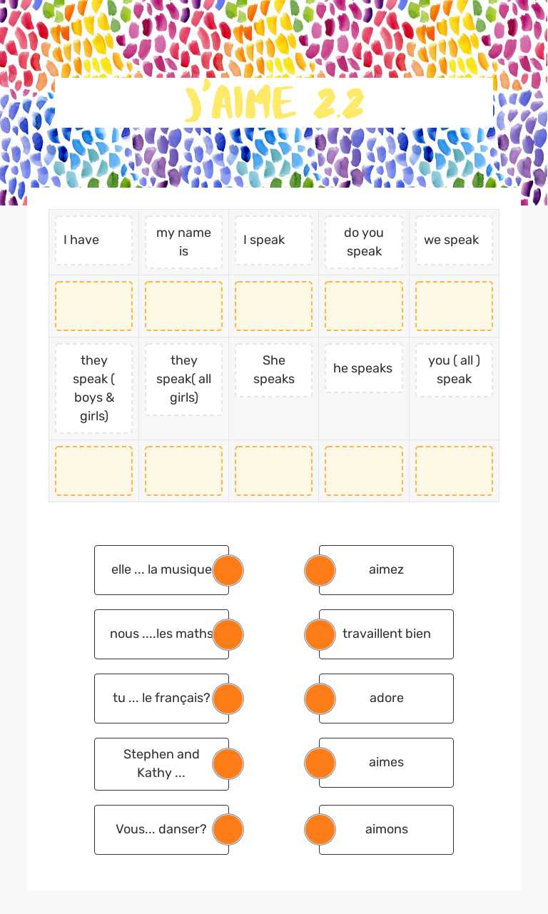J'AIME 2.2 worksheet preview image