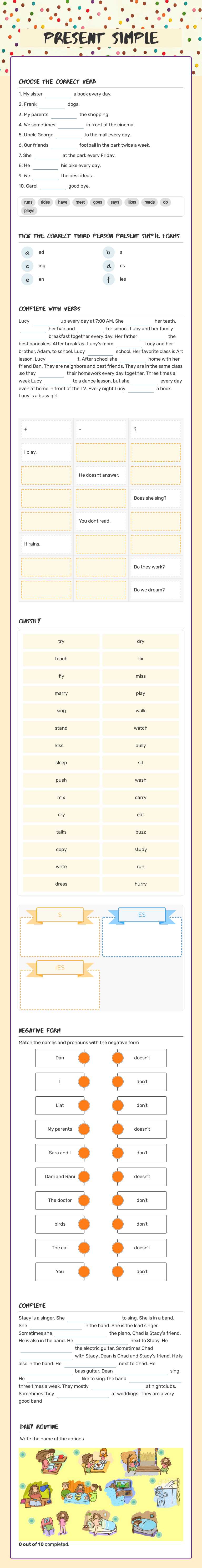 Present Simple worksheet preview image