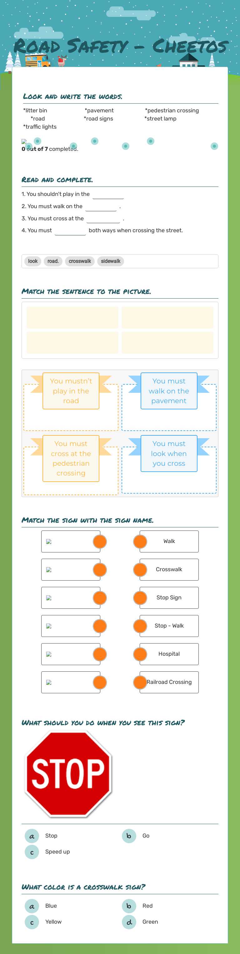 Road Safety - Cheetos worksheet preview image