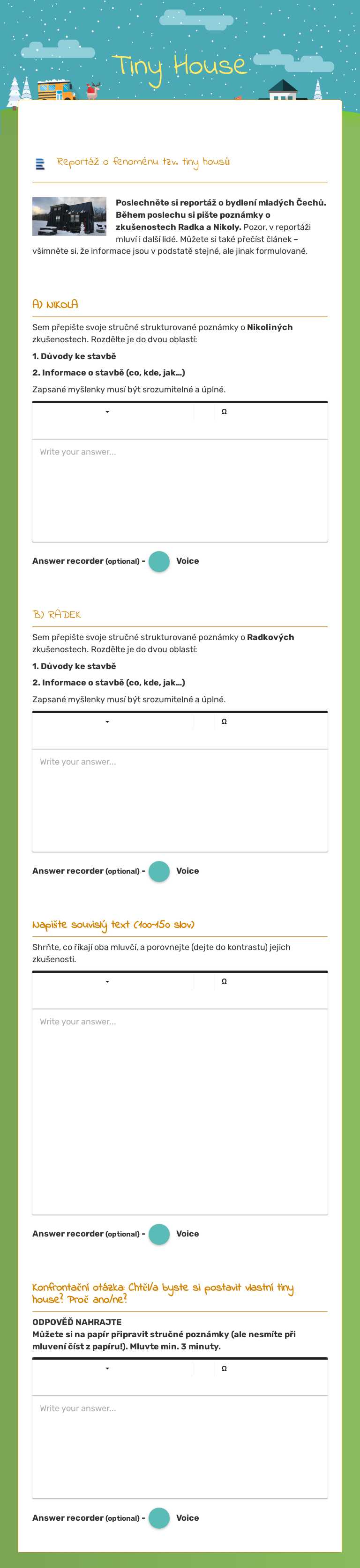 Tiny House worksheet preview image