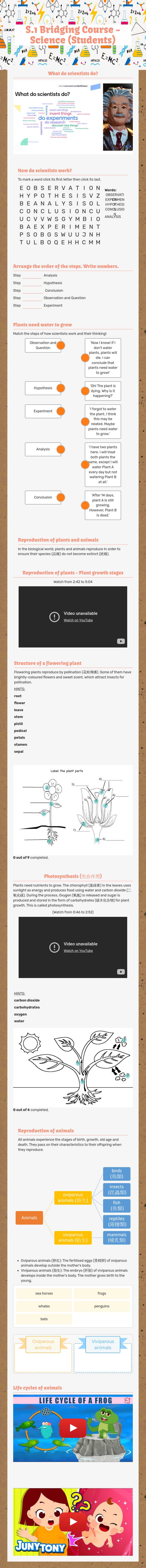S.1 Bridging Course - Science (Students) worksheet preview image