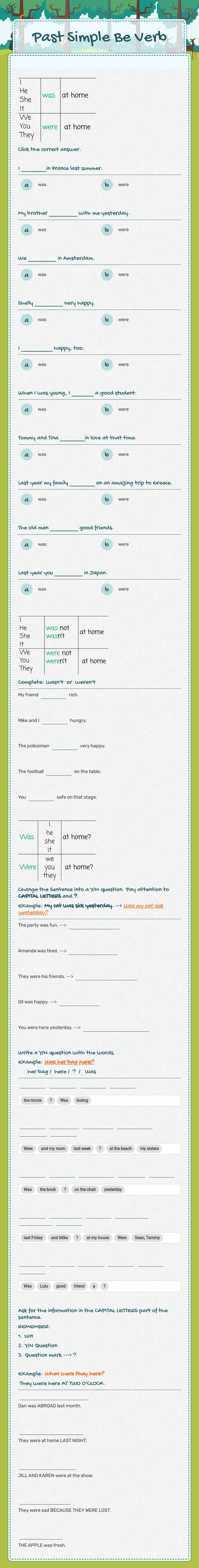 Past Simple
 Be Verb worksheet preview