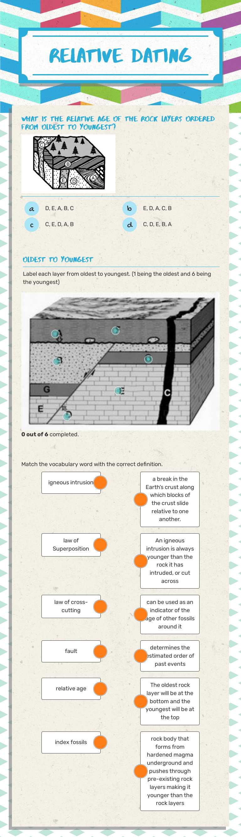 Relative Dating worksheet preview image