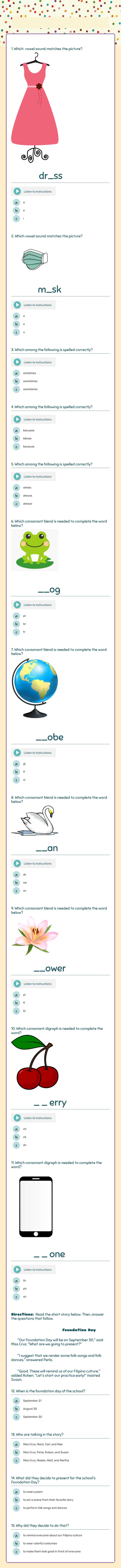 First Trimester Pretest worksheet preview image