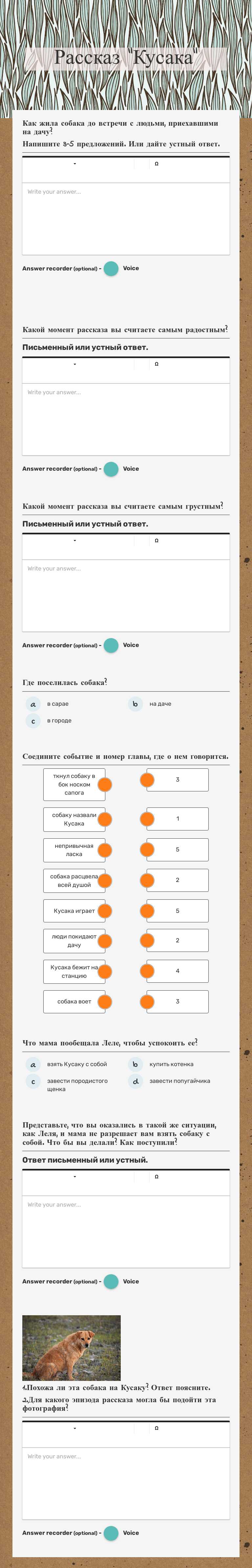 Рассказ "Кусака" worksheet preview image