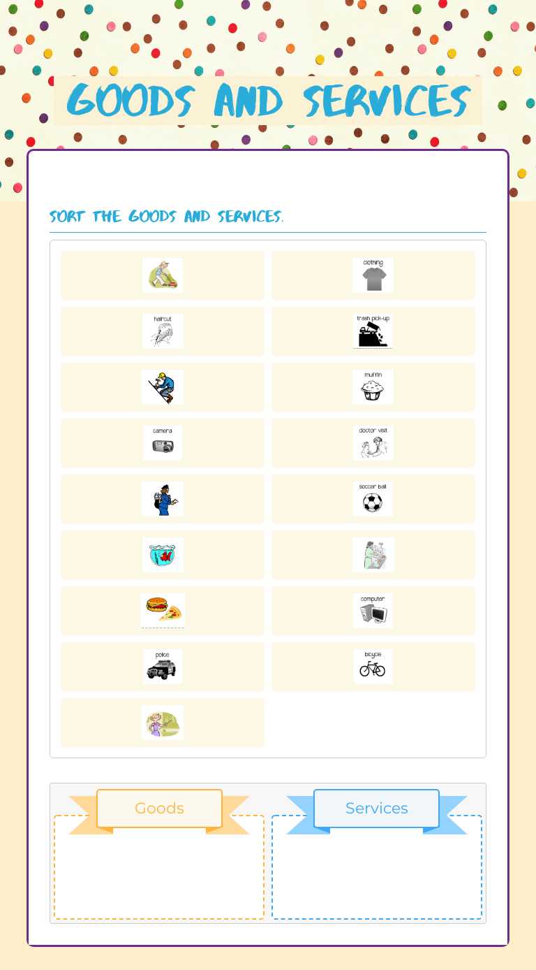 Goods and Services worksheet preview