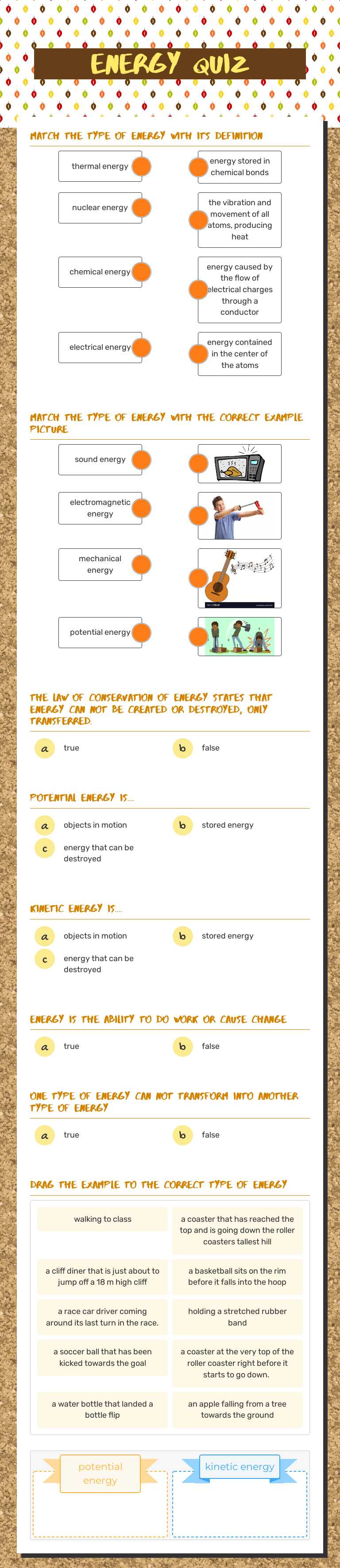 energy quiz worksheet preview image