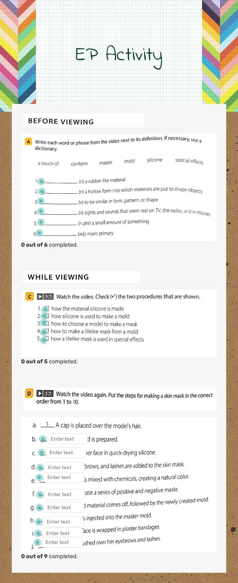 EP Activity worksheet preview image