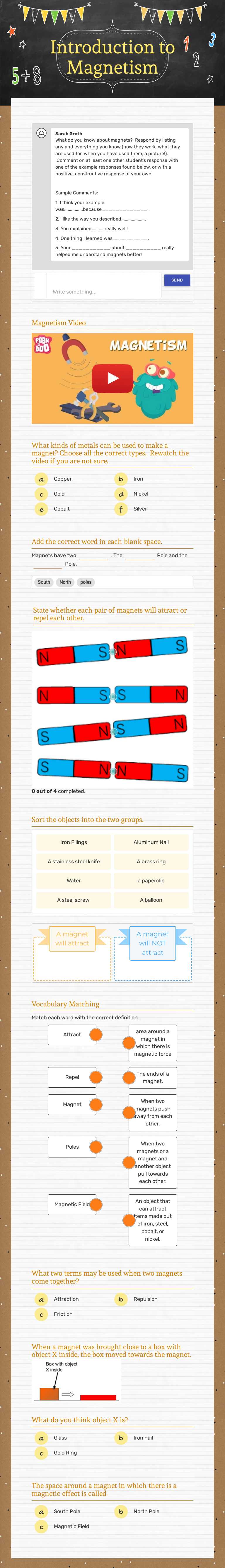 Introduction to Magnetism worksheet preview image