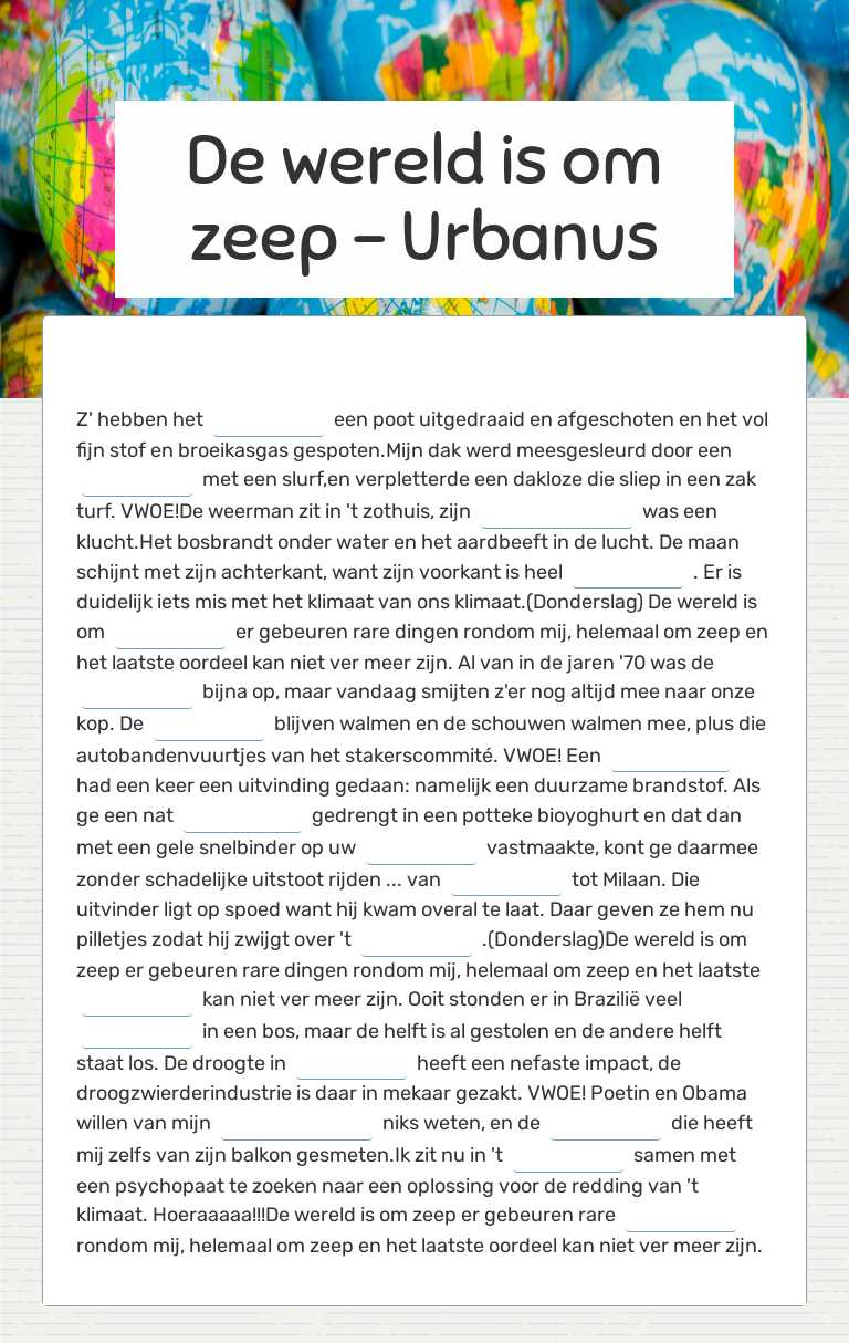 De wereld is om zeep - Urbanus worksheet preview image