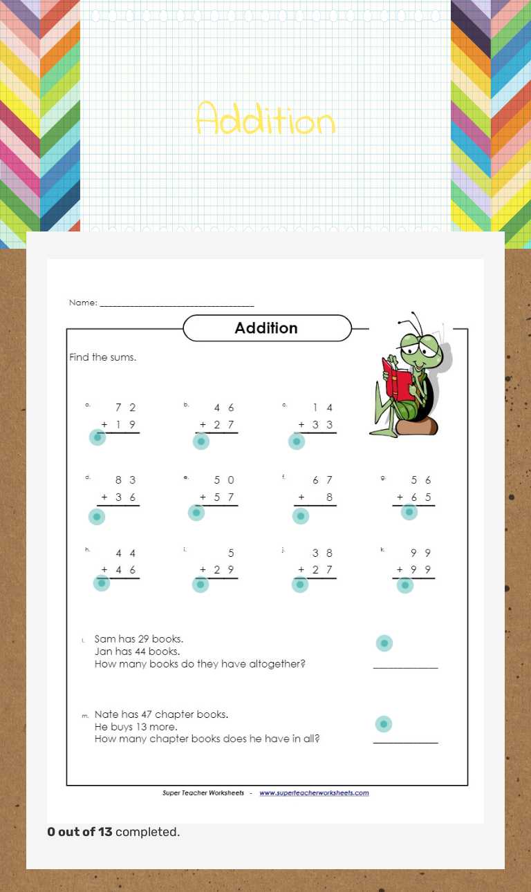 Addition worksheet preview image