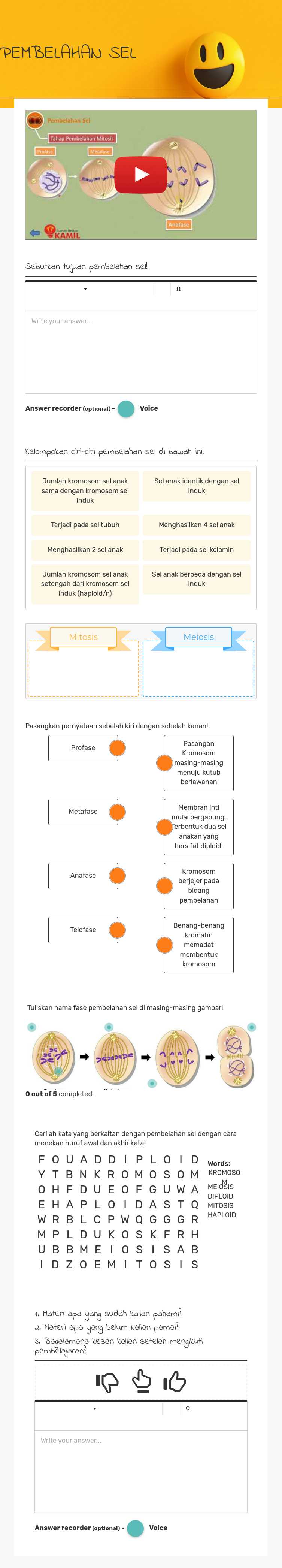 PEMBELAHAN SEL worksheet preview image