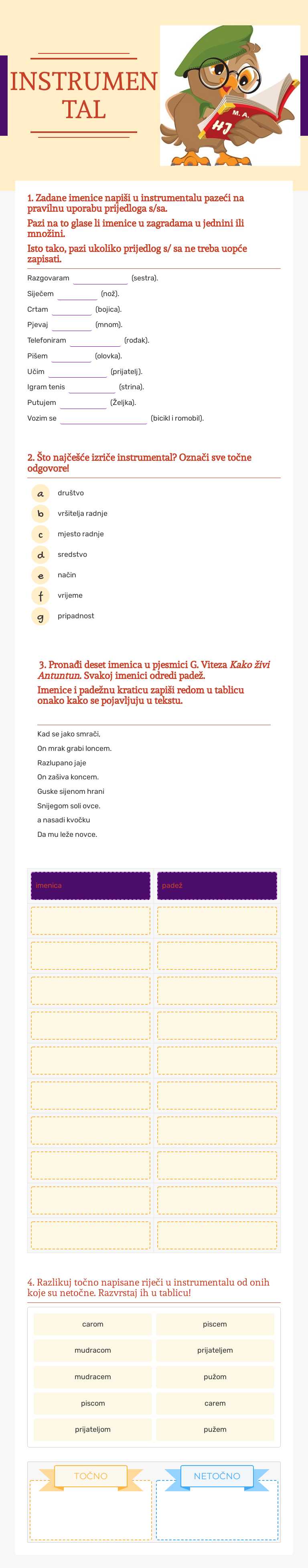 INSTRUMENTAL Grade 5 worksheet preview