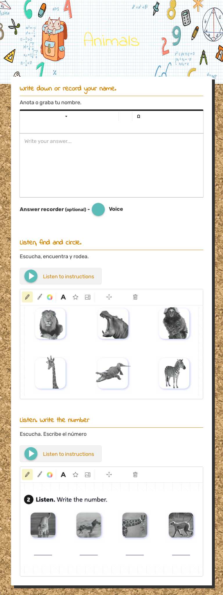 Animals worksheet preview image