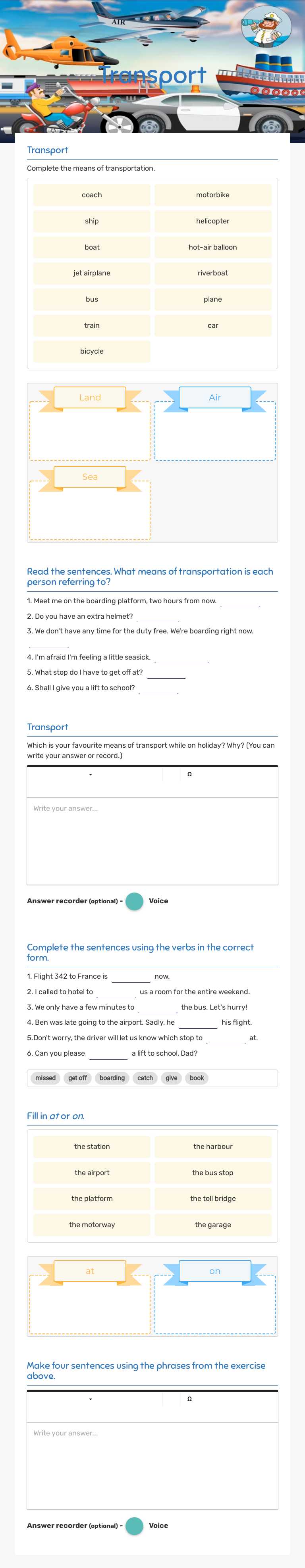 Transport worksheet preview image