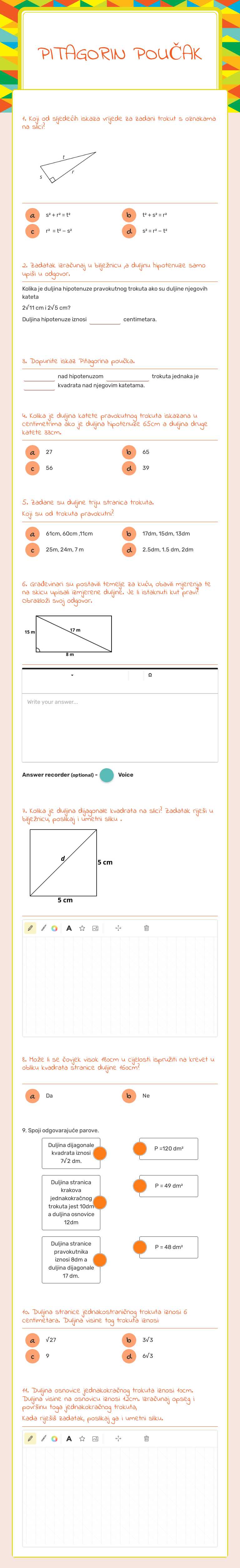 PITAGORIN POUČAK worksheet preview image