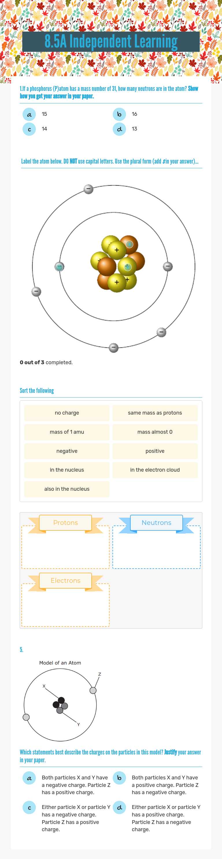 8.5A Independent Learning worksheet preview image