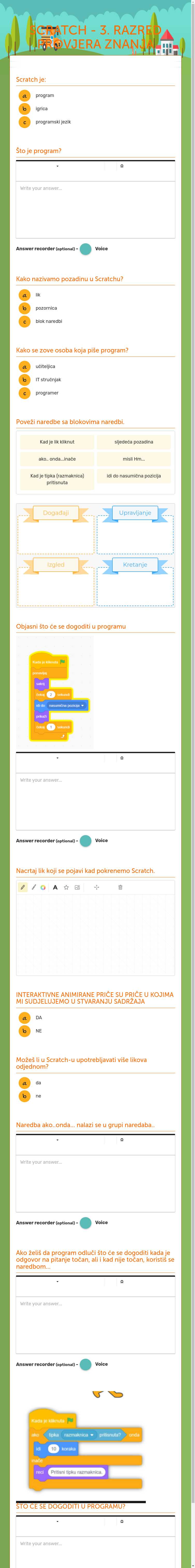 SCRATCH - 3. RAZRED PROVJERA ZNANJA worksheet preview image