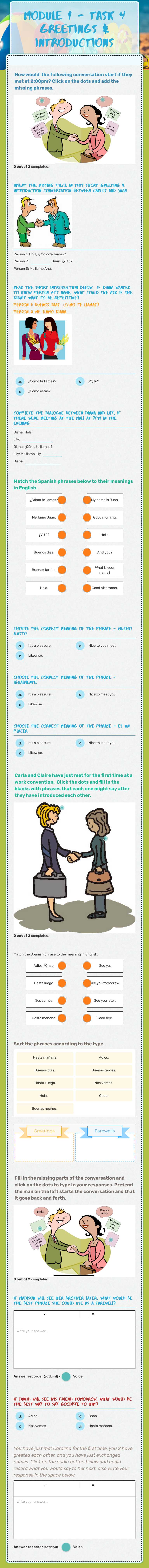 module 1 - task 4 Greetings & Introductions worksheet preview image