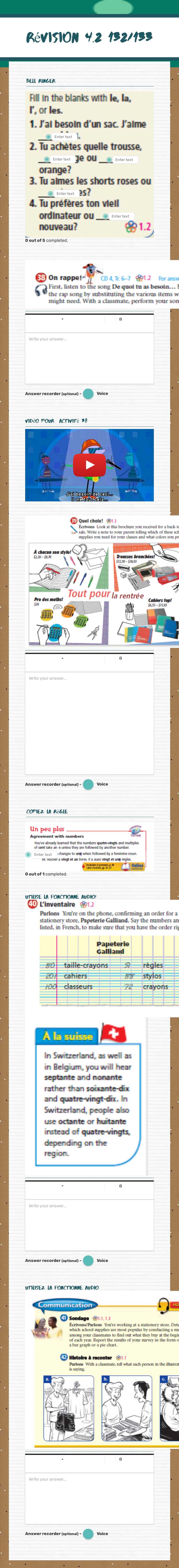 Révision 4.2 132/133 worksheet preview image