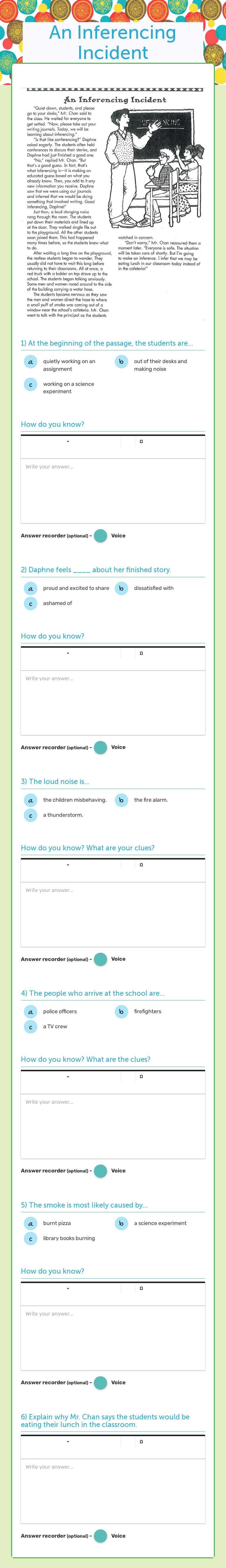 An Inferencing Incident Grade 5 worksheet preview