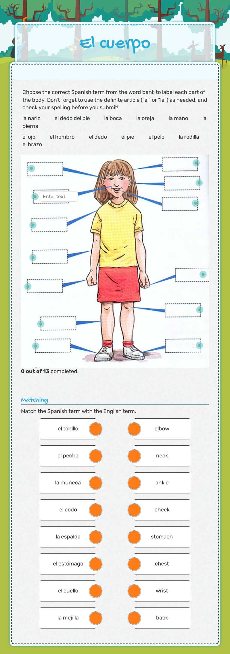 El cuerpo worksheet preview image