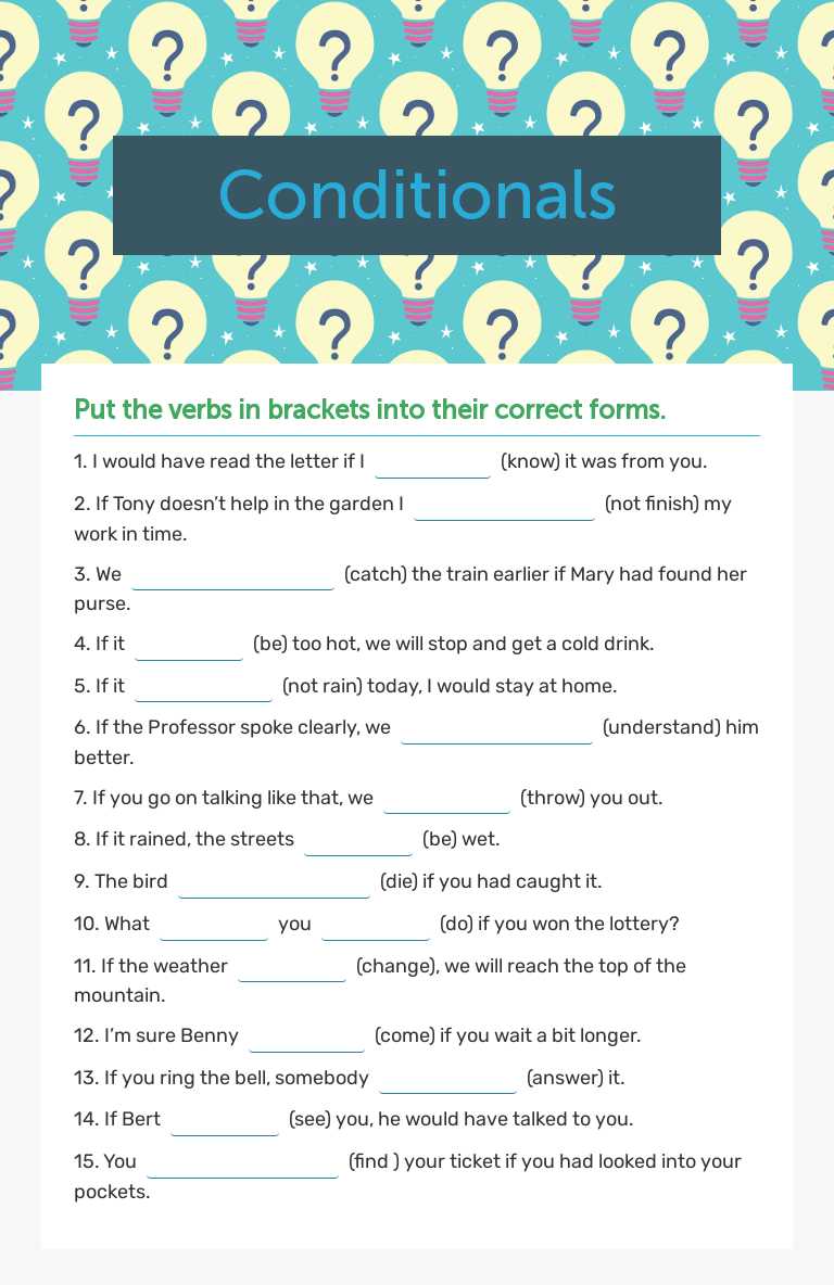 Conditionals Grade 11 worksheet preview